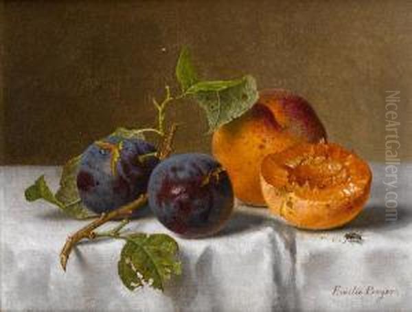 Plums And Apricots Oil Painting by Emilie Preyer