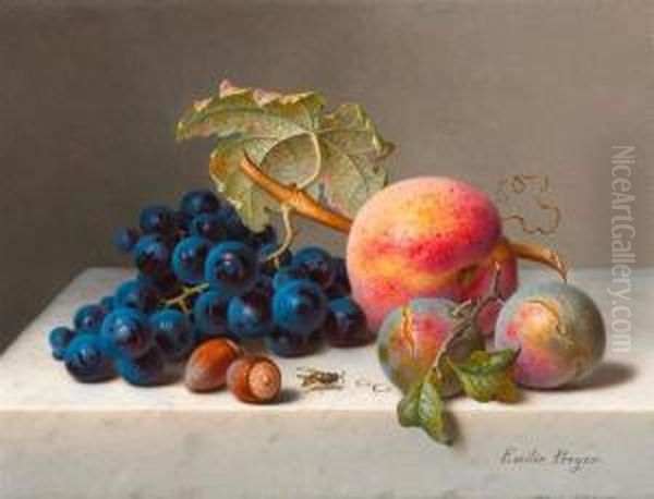 Still Life With Grapes. Oil Painting by Emilie Preyer