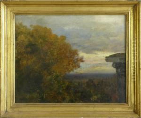 Herbstlandschaft Mit Grosem Baum Oil Painting by Ernest Preyer