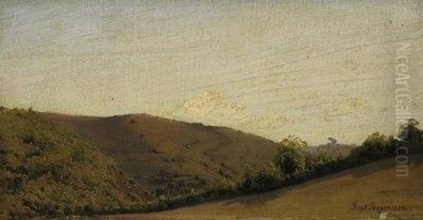 Heather Landscape Near Hilden Oil Painting by Gustav Preyer