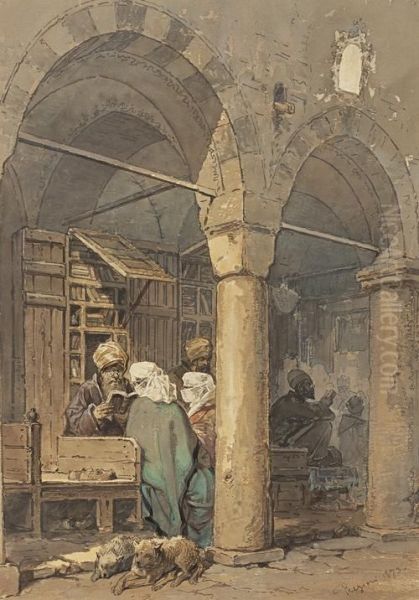 The Bazaar At Constantinople Oil Painting by Amadeo Preziosi