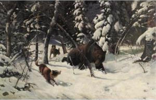 The Hunt Oil Painting by Hilarion Mikhailov. Prianishnikov