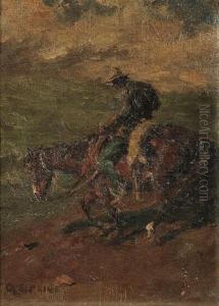 Tired Horse And Rider Oil Painting by Clayton S. Price