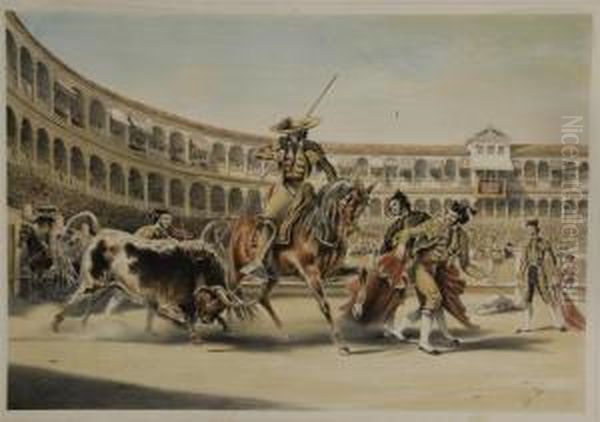 Tauromaquia, Or The Bullfights Ofspain Oil Painting by William Henry Lake Price