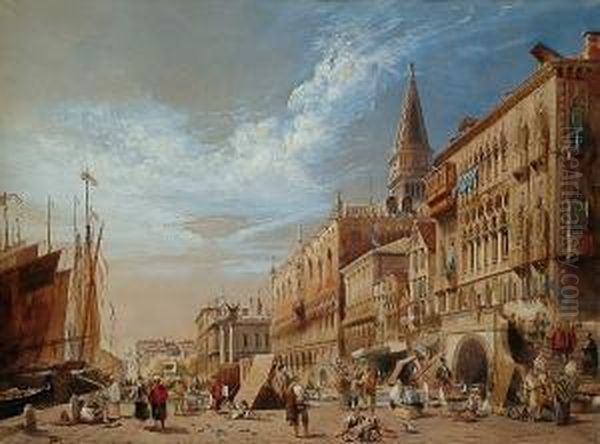 The Riva Dei Schiavoni With St.mark's Square Behind, Venice Oil Painting by William Henry Lake Price