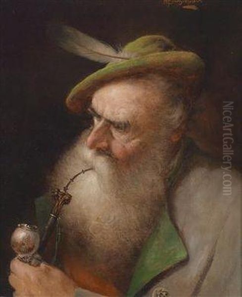 Portrait Of A Woodsman Oil Painting by Alois Heinrich Priechenfried