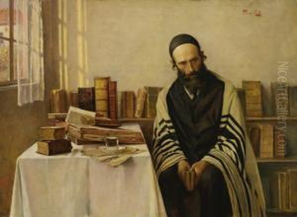 A Scholar In His Study Oil Painting by Alois Heinrich Priechenfried