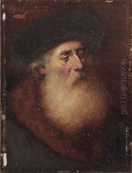 A Rabbi Oil Painting by Alois Heinrich Priechenfried