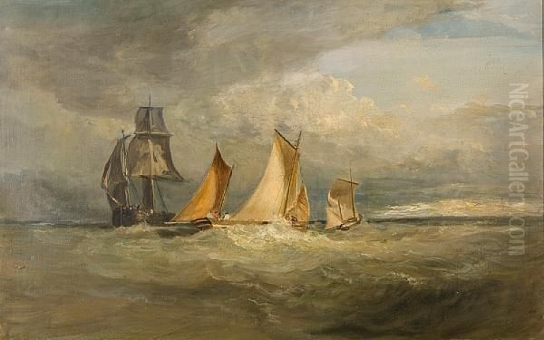 Shipping In High Seas Oil Painting by Alfred Priest