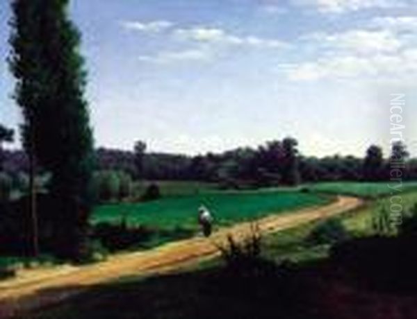 Paysage D'ile-de-france Oil Painting by Romain Etienne G. Prieur