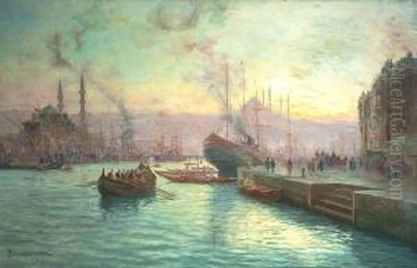 Crepuscule Sur Le Bosphore Oil Painting by Francois Leon Prieur-Bardin