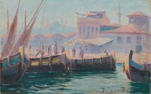 Port Oriental Oil Painting by Francois Leon Prieur-Bardin