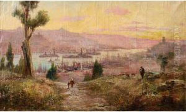 Vue De La Corne D'or A Constantinople Oil Painting by Francois Leon Prieur-Bardin