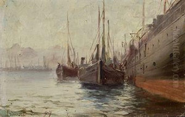 Le Long Du Paquebot, Istanbul Oil Painting by Francois Leon Prieur-Bardin