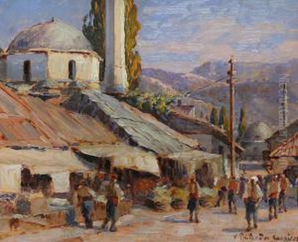 A Sarajevo Street Oil Painting by Vaclav Prihoda