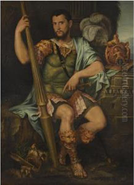 Portrait Of A Nobleman, Presumed To Be Jean De Dinteville, As St George Oil Painting by Francesco Primaticcio