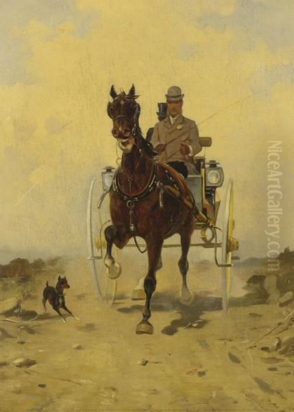 Horse And Carriage Oil Painting by Rene Pierre Princeteau