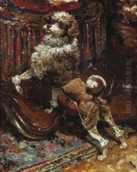 Le Caniche De La Mere De L'artiste Tondu A La Lion Oil Painting by Rene Pierre Princeteau