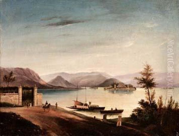 Lago Maggiore, Le Isoleborromee Oil Painting by Costantino Prinetti