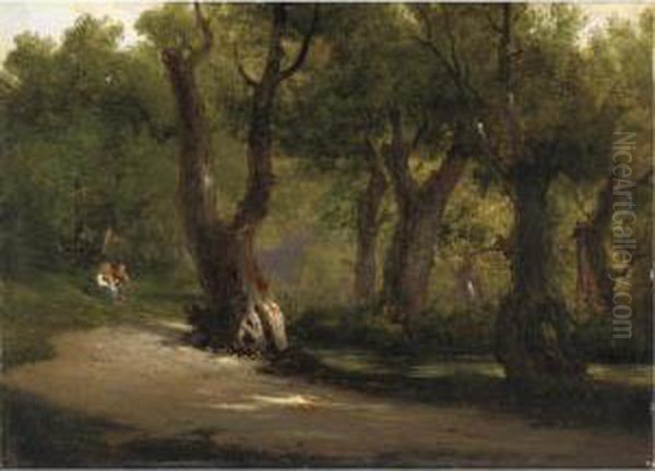 Riposo Nel Bosco Oil Painting by Costantino Prinetti