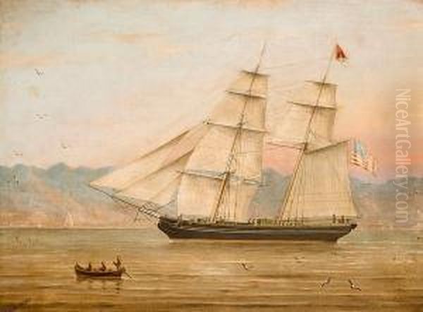 The American Bark 'plymouth' Entering Harbor Oil Painting by James Fulton Pringle