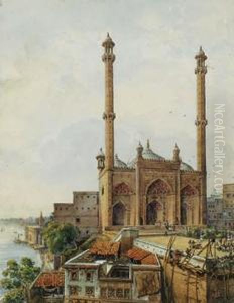 The Mosque At The Panchganga Ghat, Benares Oil Painting by James Prinsep