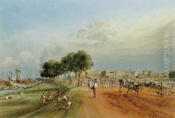 The Esplanade At Calcutta, With Esplanade Row Beyond Oil Painting by Thomas, Captain Prinsep