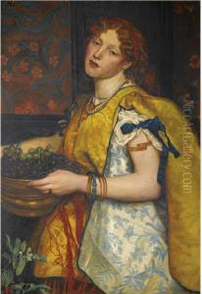 A Girl Carrying Grapes (formerly Known As Salome) Oil Painting by Valentine Cameron Prinsep