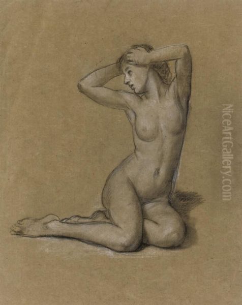 Studies For 'the First Awakening Of Eve' Recto And Verso (illustrated); And Study For 'echo' Oil Painting by Valentine Cameron Prinsep