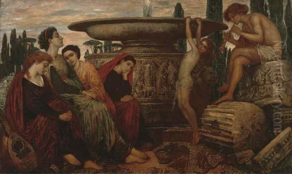 The Grecian Fountain Oil Painting by Valentine Cameron Prinsep