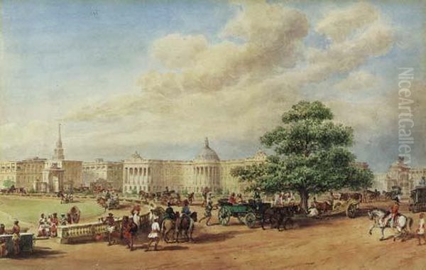 Government House, And The South-west Gateway, From The Esplanade,calcutta Oil Painting by William Prinsep