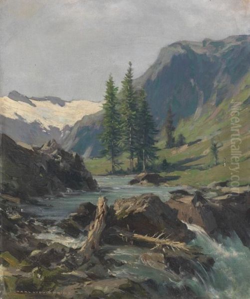 Gebirgstal Mit Bach Oil Painting by Karl Ludwig Prinz