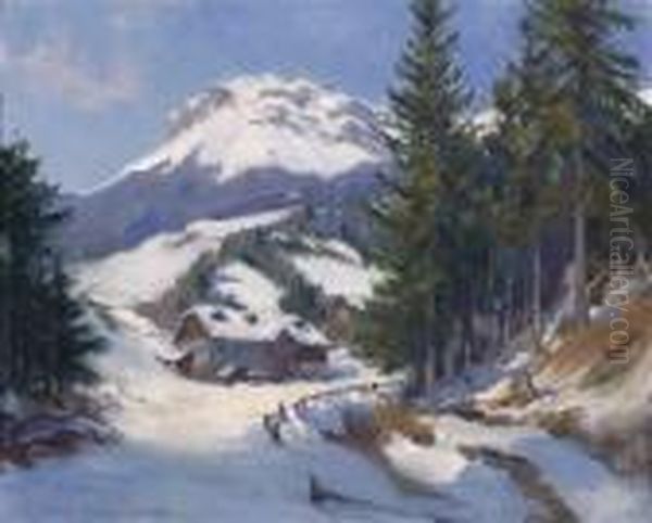 View Of The Rax Mountains Oil Painting by Karl Ludwig Prinz