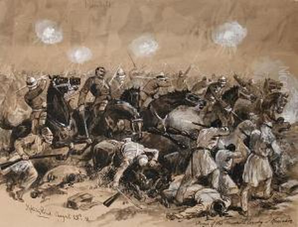 Charge Of The Household Cavalry At Kassassin Oil Painting by Melton Prior