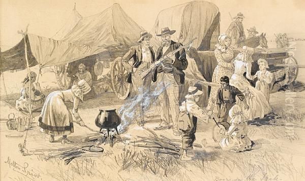 Boers On The Trek Oil Painting by Melton Prior