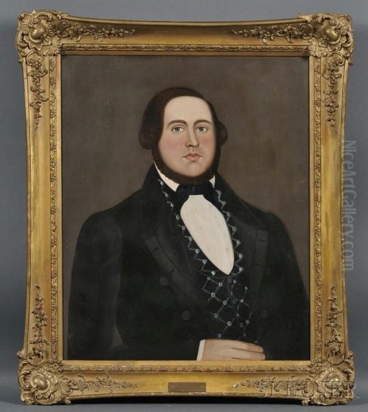 Folk Art Portrait Of Enoch Adams Pettingell Oil Painting by William Matthew Prior