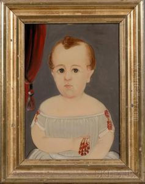 Portrait Of A Baby In Blue. Oil Painting by William Matthew Prior