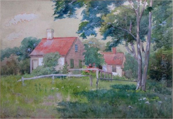 House In A Meadow Oil Painting by J. Ambrose Pritchard