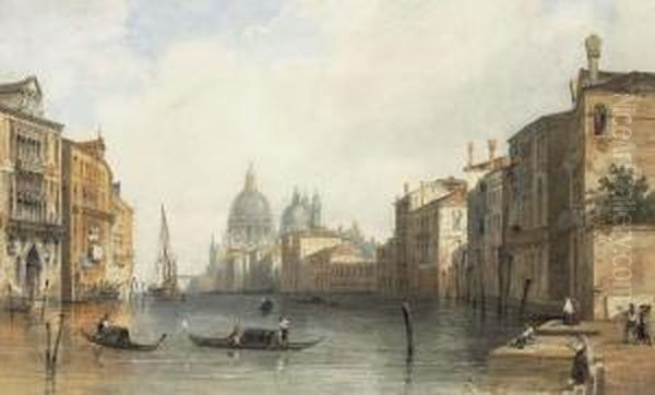 The Grand Canal, Venice, Looking Toward The Salute Oil Painting by Edward Pritchett