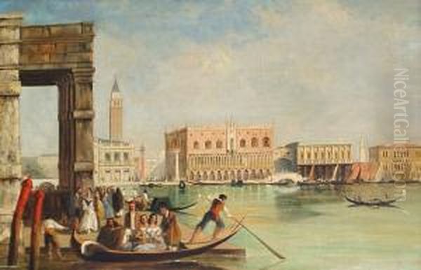 On The Gondola, Venice Oil Painting by Samuel Pritchett