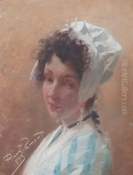 Portrait De Femme Au Bonnet Oil Painting by Privat Livemont