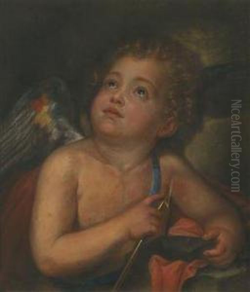 A Cupid Oil Painting by Camillo Procaccini