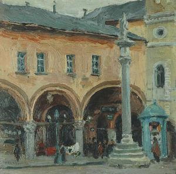 Motyw Miejski Oil Painting by Antoni Stanislaw Procajlowicz