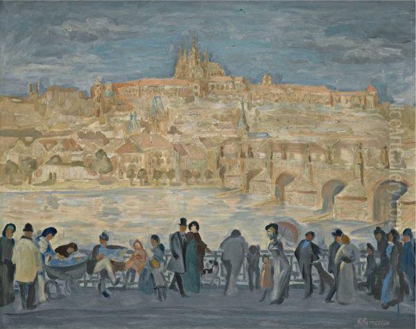 View Of Prague Castle Oil Painting by Antonin Prochazka