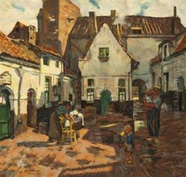 A Motif From Antwerp Oil Painting by Frantisek Xaver Prochazka