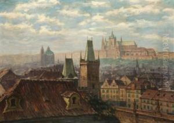 A View Of Prague Castle Oil Painting by Jaro Prochazka