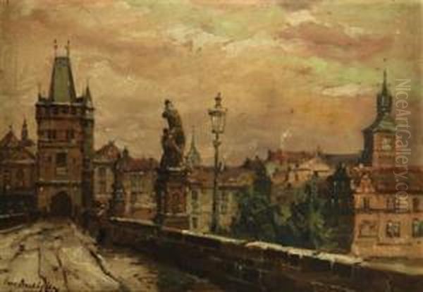 Charles Bridge Oil Painting by Jaro Prochazka