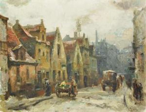 Early Morning In Bruges Oil Painting by Jaro Prochazka