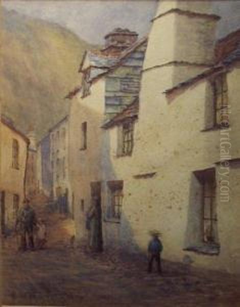 Village Street Oil Painting by Adam Edwin Proctor