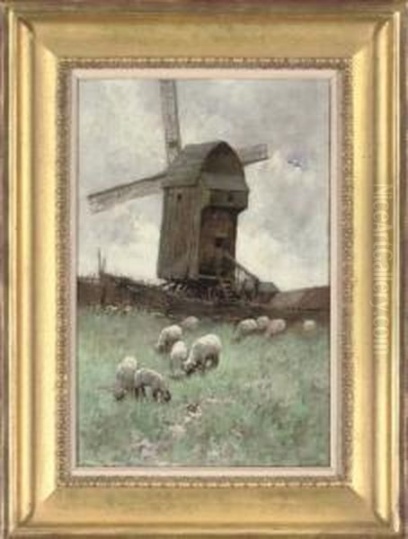 A Sussex Mill Oil Painting by Adam Edwin Proctor